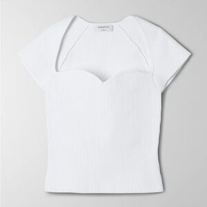 ARITZIA BABATON Sculpt Knit Prado Fitted Sweetheart Top White EUC